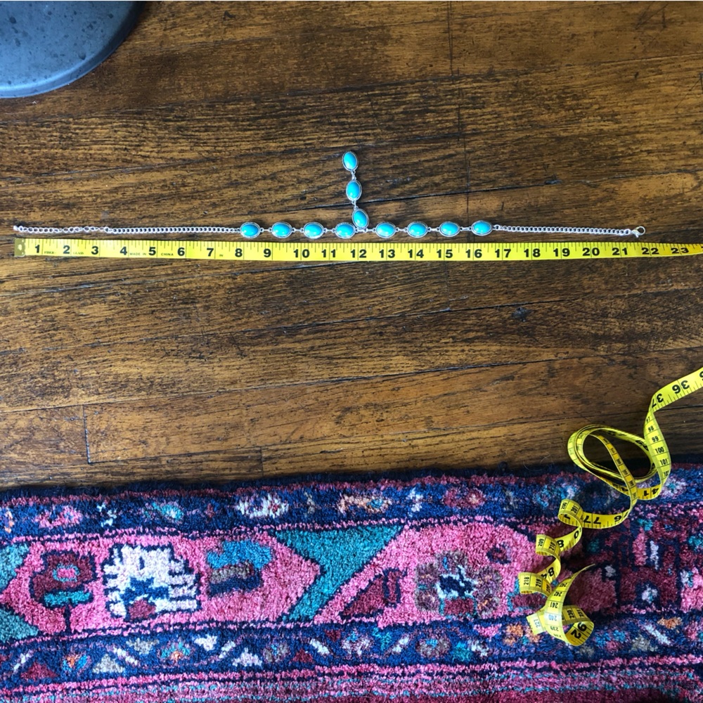 ⭐️ Western Boho Lariat Y Shape Silver and Faux Turquoise Drop Necklace NWOT - Picture 8 of 13